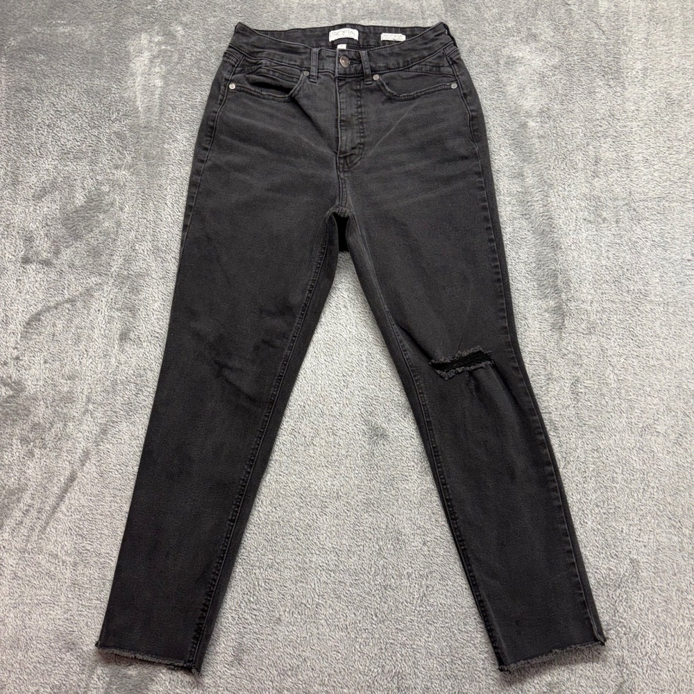 Sofia Jeans Adora Curvy Girlfriend‎ Women 4 Black Good Distressed Raw Hem